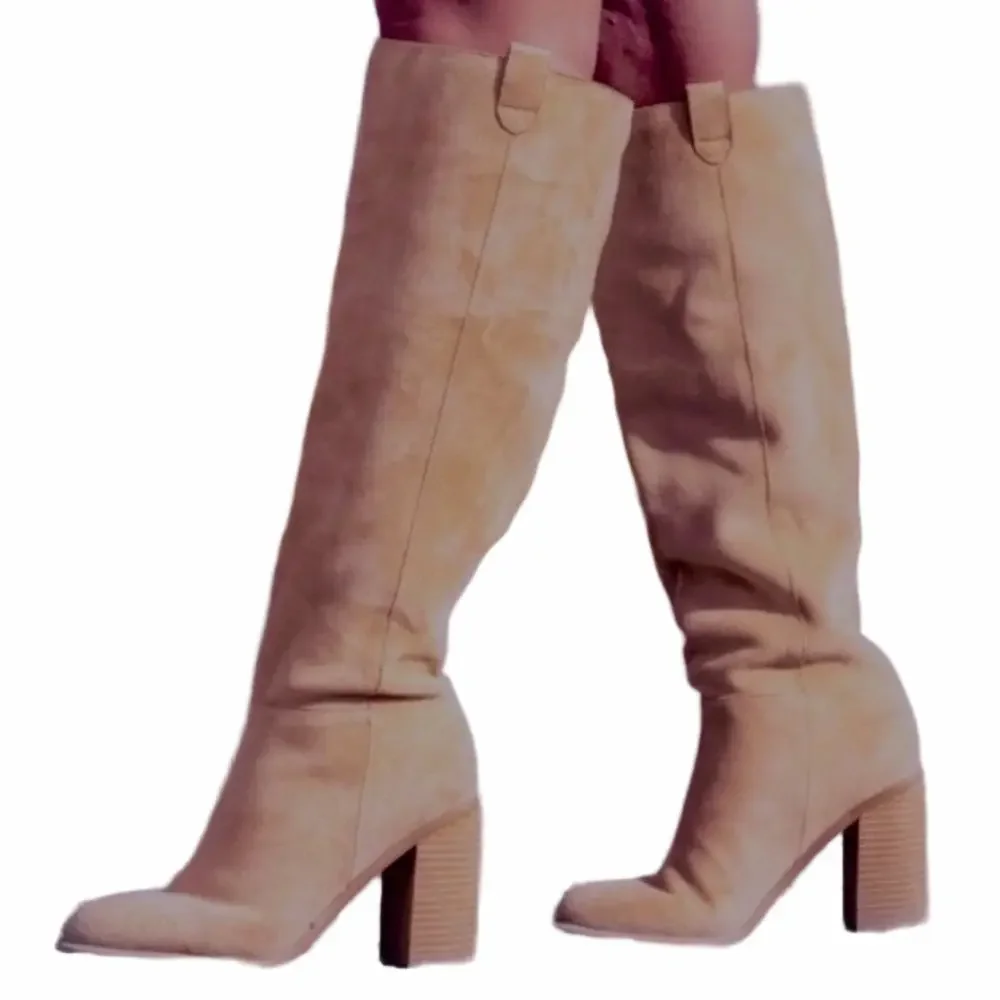 Altar’d State Angel Vegan Sand Taupe Size 8.5 Boots Knee High Stacked Heels NEW